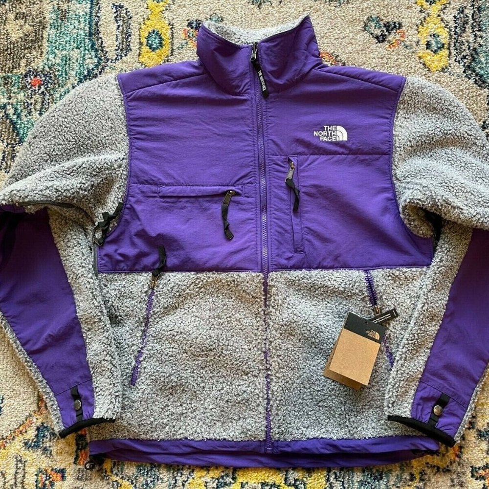 The North Face Denali Berber Fleece Jacket TNF Grey Peak Purple SMALL